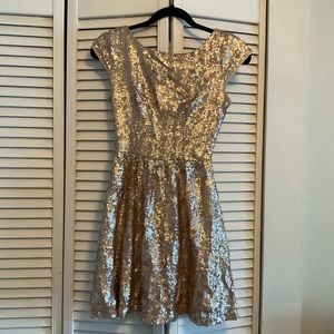 Gold sequin skater dress